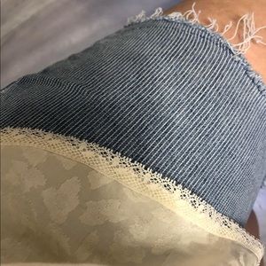 Striped denim shorts